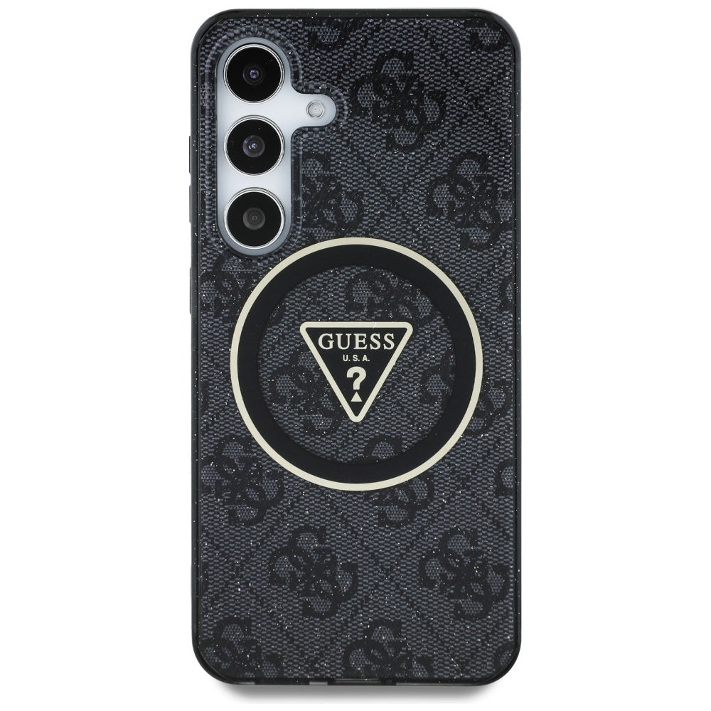 MagSafe futrola za Samsung Galaxy S25 S931, Guess, IML Glitter 4G Circle Triangle, Crna
