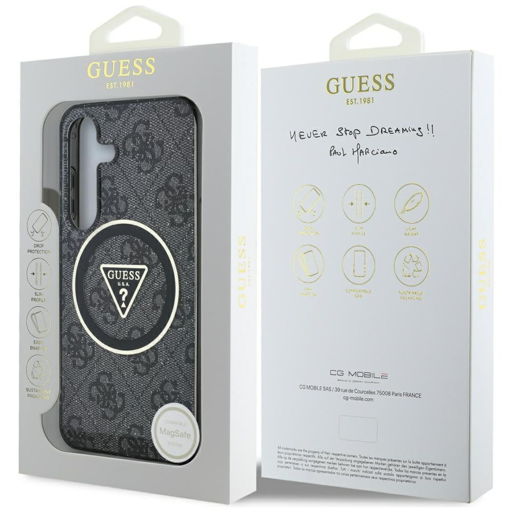 MagSafe futrola za Samsung Galaxy S25 S931, Guess, IML Glitter 4G Circle Triangle, Crna