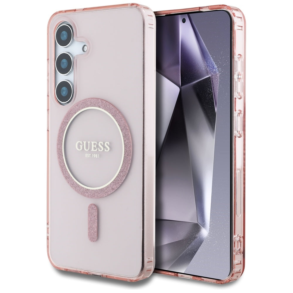 Futrola MagSafe za Samsung Galaxy S25 S931, Guess, IML Glitter Circle, Roza