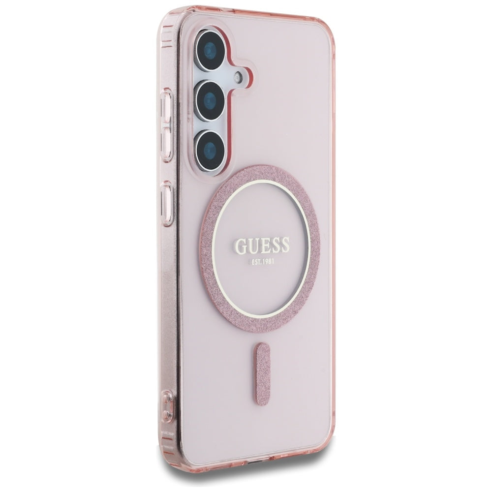 Futrola MagSafe za Samsung Galaxy S25 S931, Guess, IML Glitter Circle, Roza
