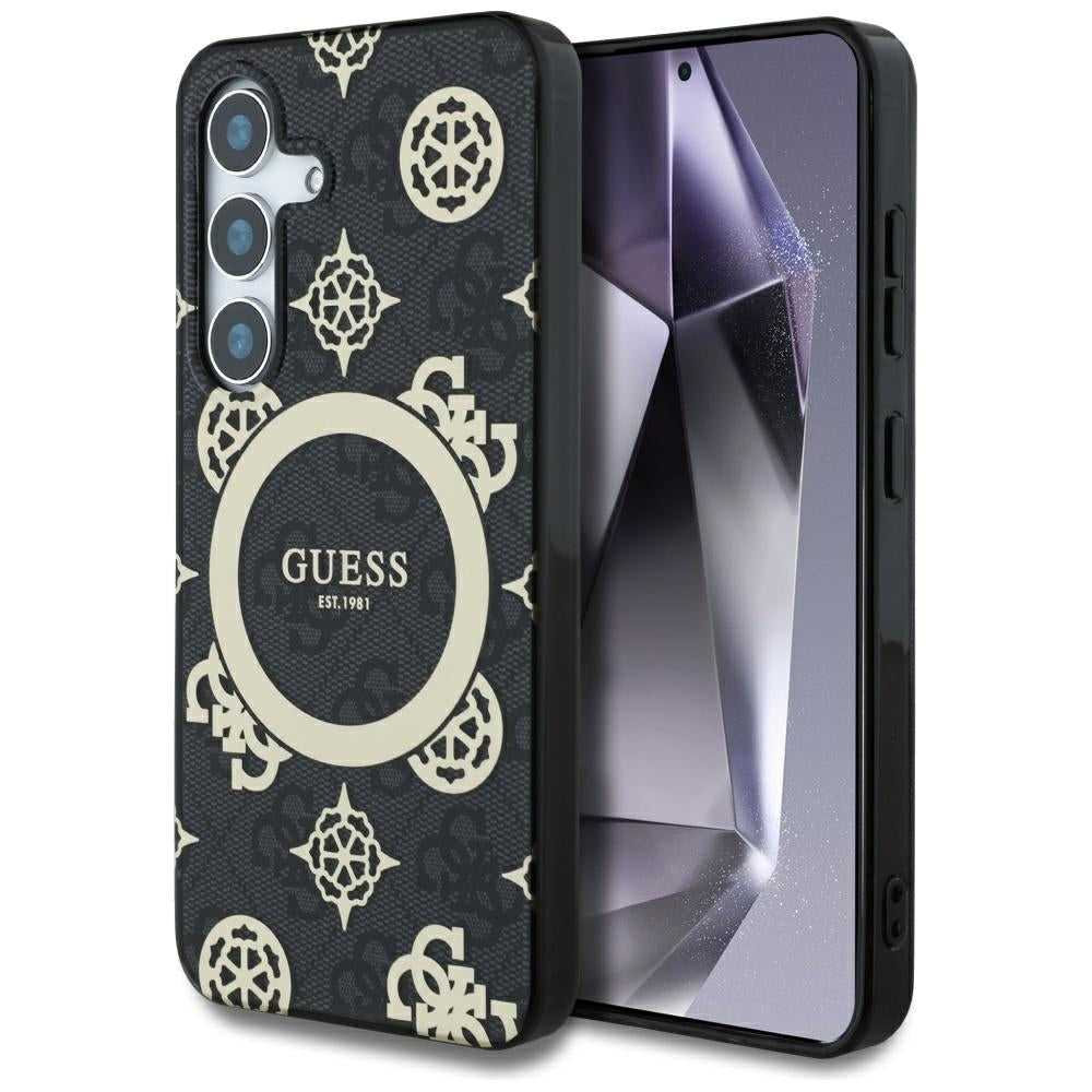 MagSafe futrola za Samsung Galaxy S25 S931, Guess, IML Peony na 4G pozadini, Crna