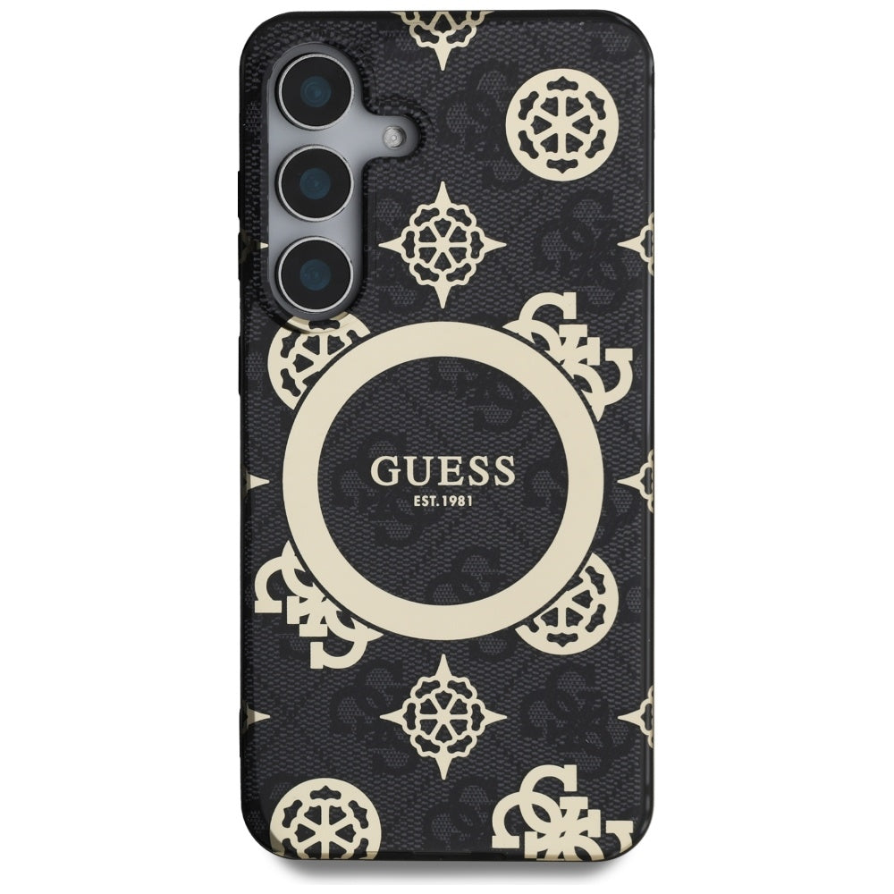 MagSafe futrola za Samsung Galaxy S25 S931, Guess, IML Peony na 4G pozadini, Crna