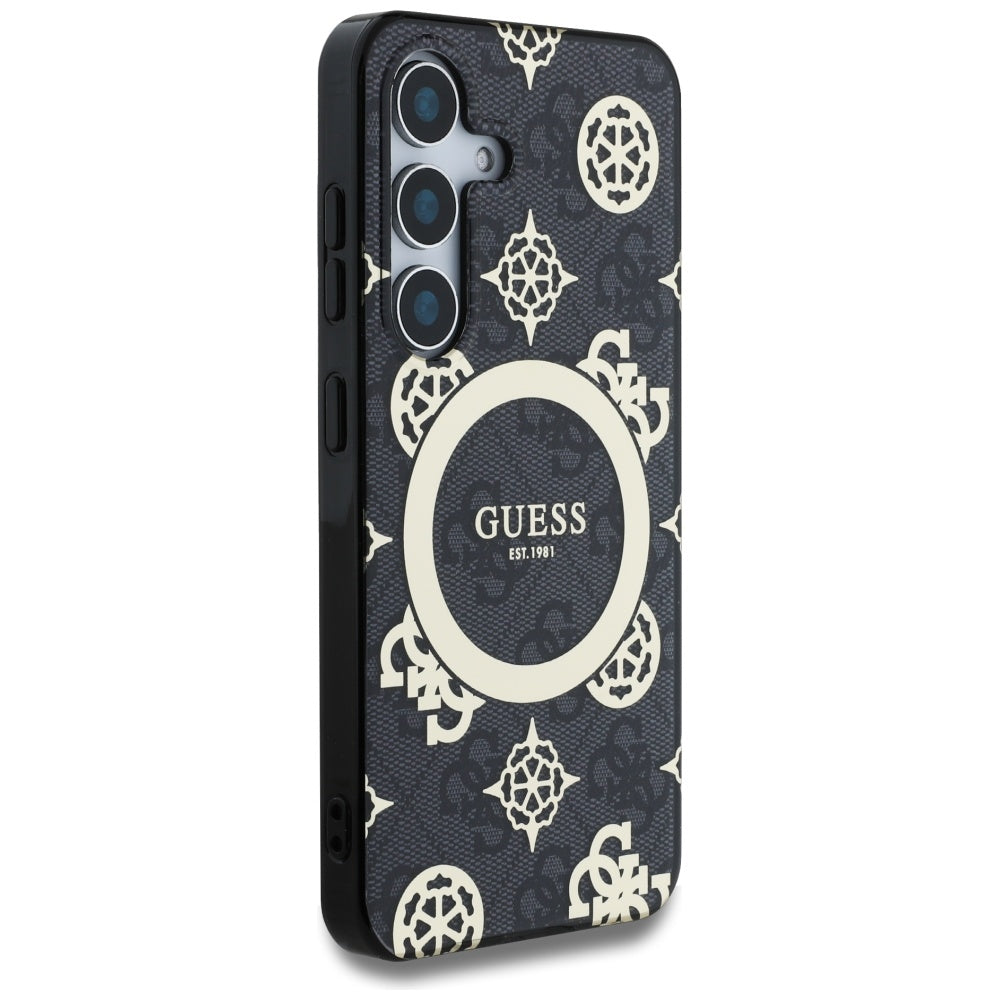 MagSafe futrola za Samsung Galaxy S25 S931, Guess, IML Peony na 4G pozadini, Crna