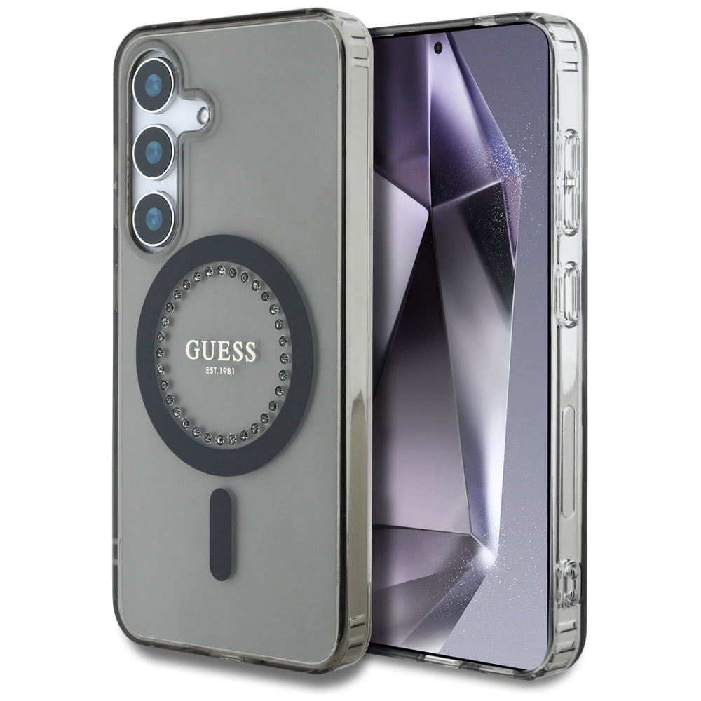 MagSafe futrola za Samsung Galaxy S25 S931, Guess, IML Rhinestone, Crna