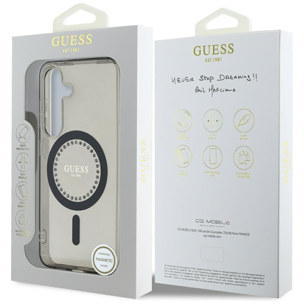MagSafe futrola za Samsung Galaxy S25 S931, Guess, IML Rhinestone, Crna
