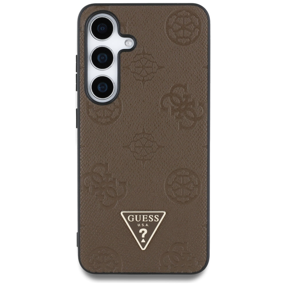 MagSafe futrola za Samsung Galaxy S25 S931, Guess, Peony Grained Hot Stamp Triangle, smeđa