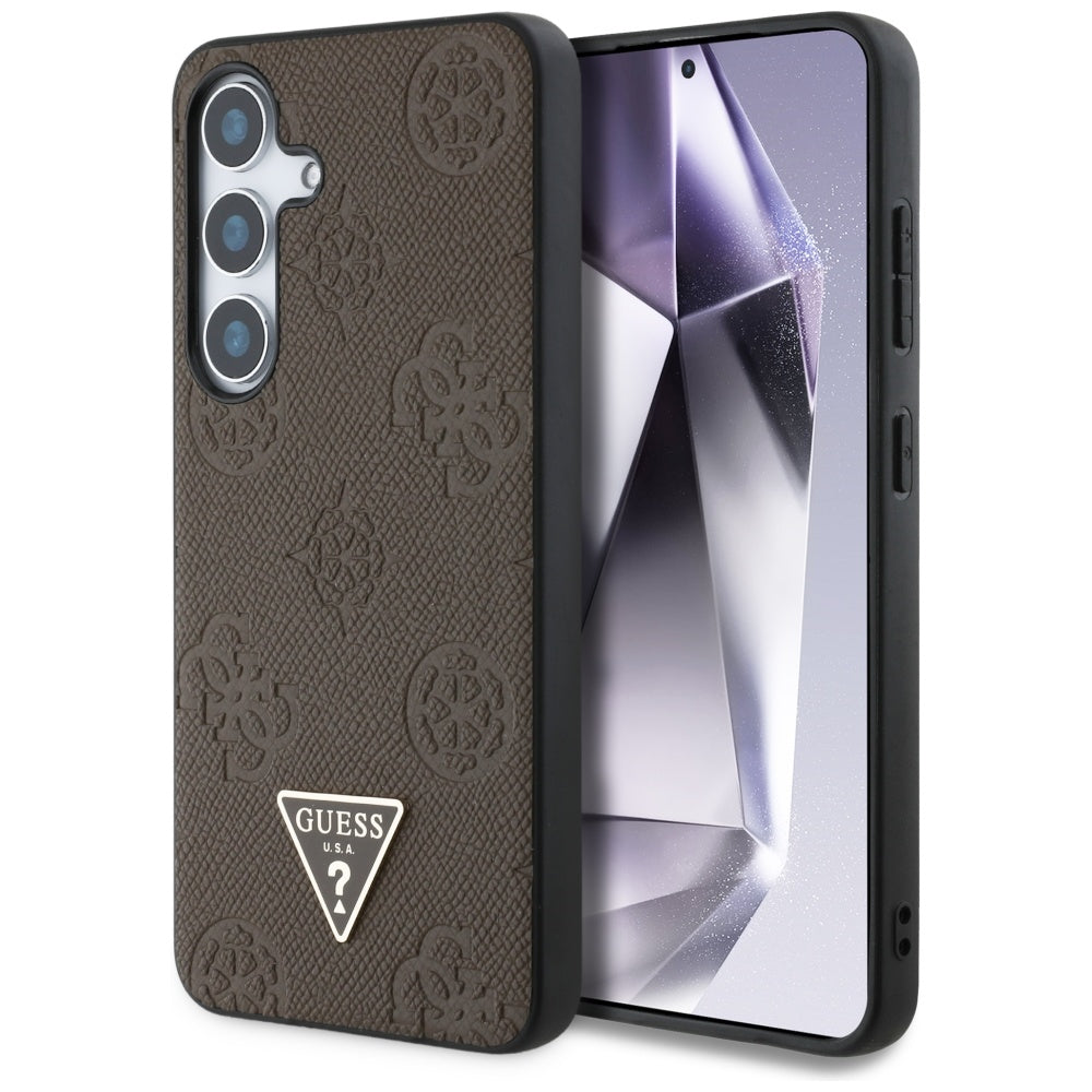 MagSafe futrola za Samsung Galaxy S25 S931, Guess, Peony Grained Hot Stamp Triangle, smeđa