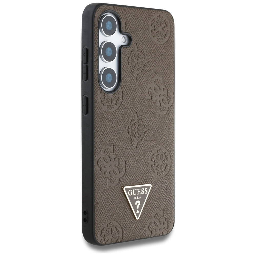 MagSafe futrola za Samsung Galaxy S25 S931, Guess, Peony Grained Hot Stamp Triangle, smeđa
