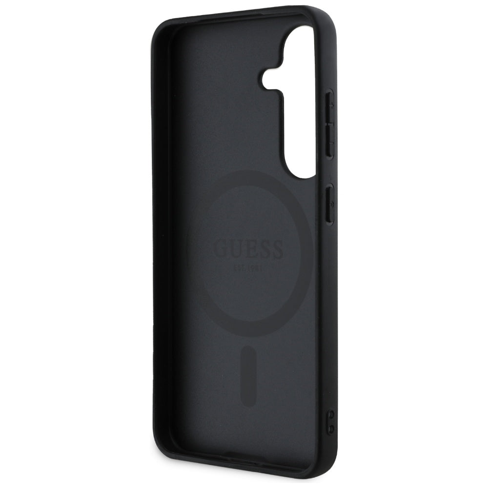 MagSafe futrola za Samsung Galaxy S25 S931, Guess, Peony Grained Hot Stamp Triangle, smeđa