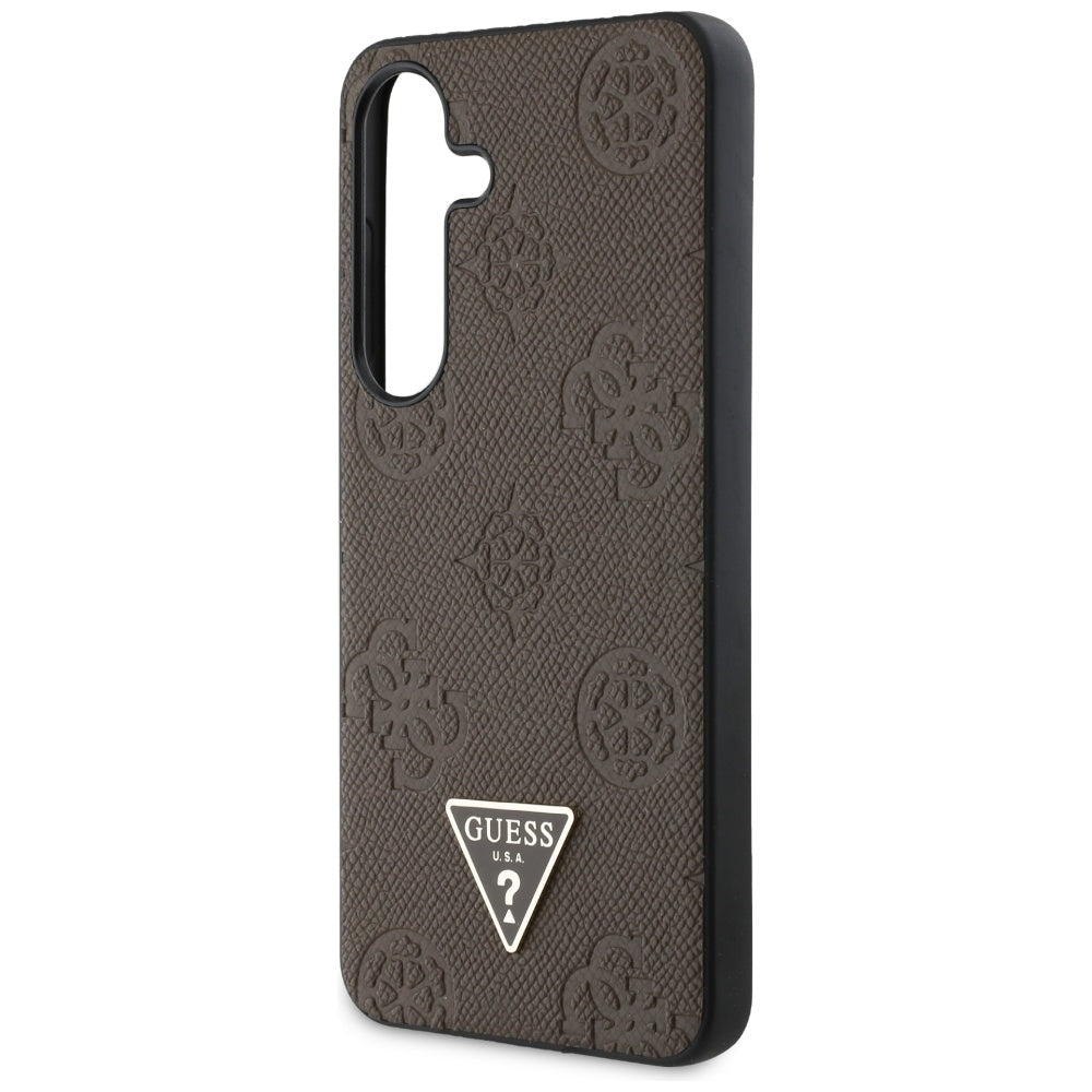 MagSafe futrola za Samsung Galaxy S25 S931, Guess, Peony Grained Hot Stamp Triangle, smeđa