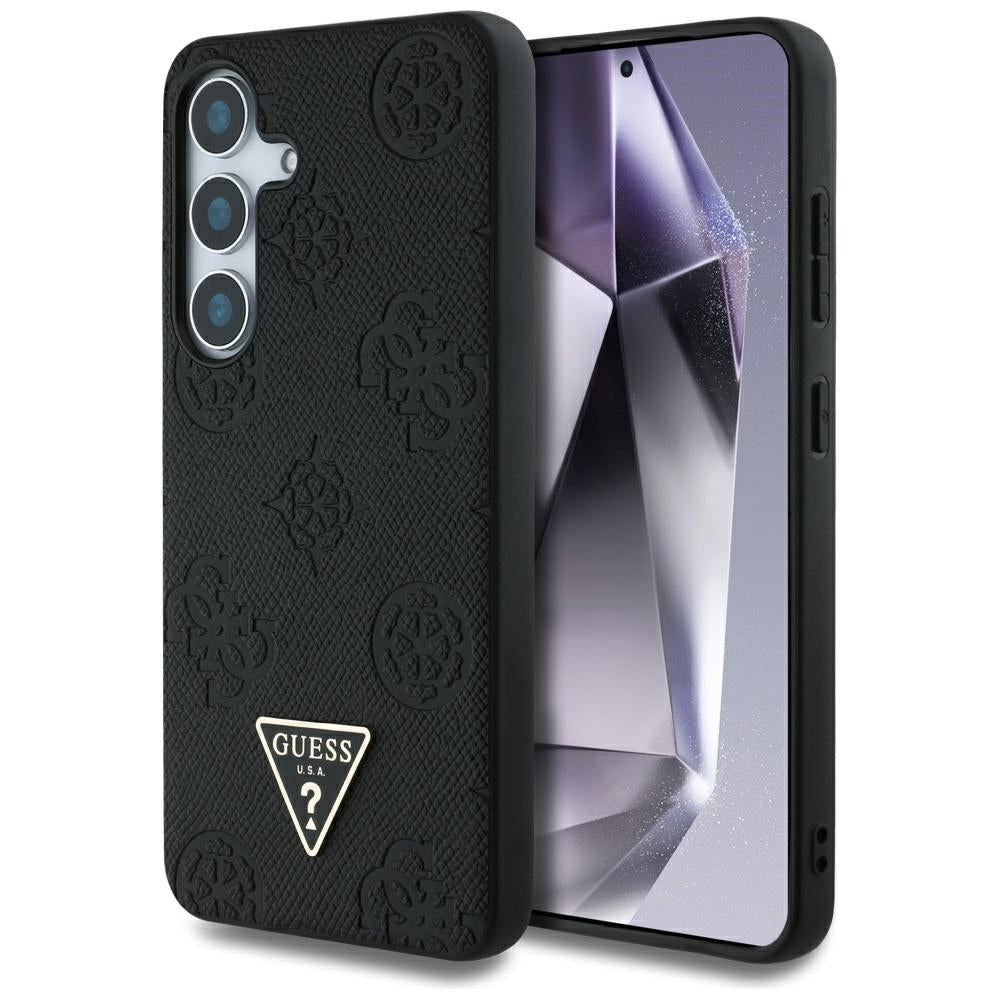 Futrola MagSafe za Samsung Galaxy S25 S931, Guess, Peony Grained Hot Stamp Triangle, Crna