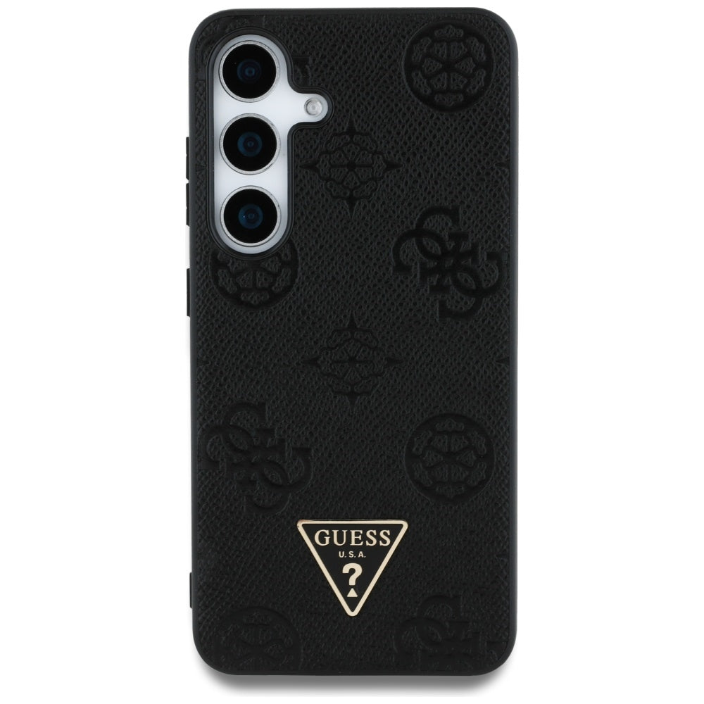Futrola MagSafe za Samsung Galaxy S25 S931, Guess, Peony Grained Hot Stamp Triangle, Crna