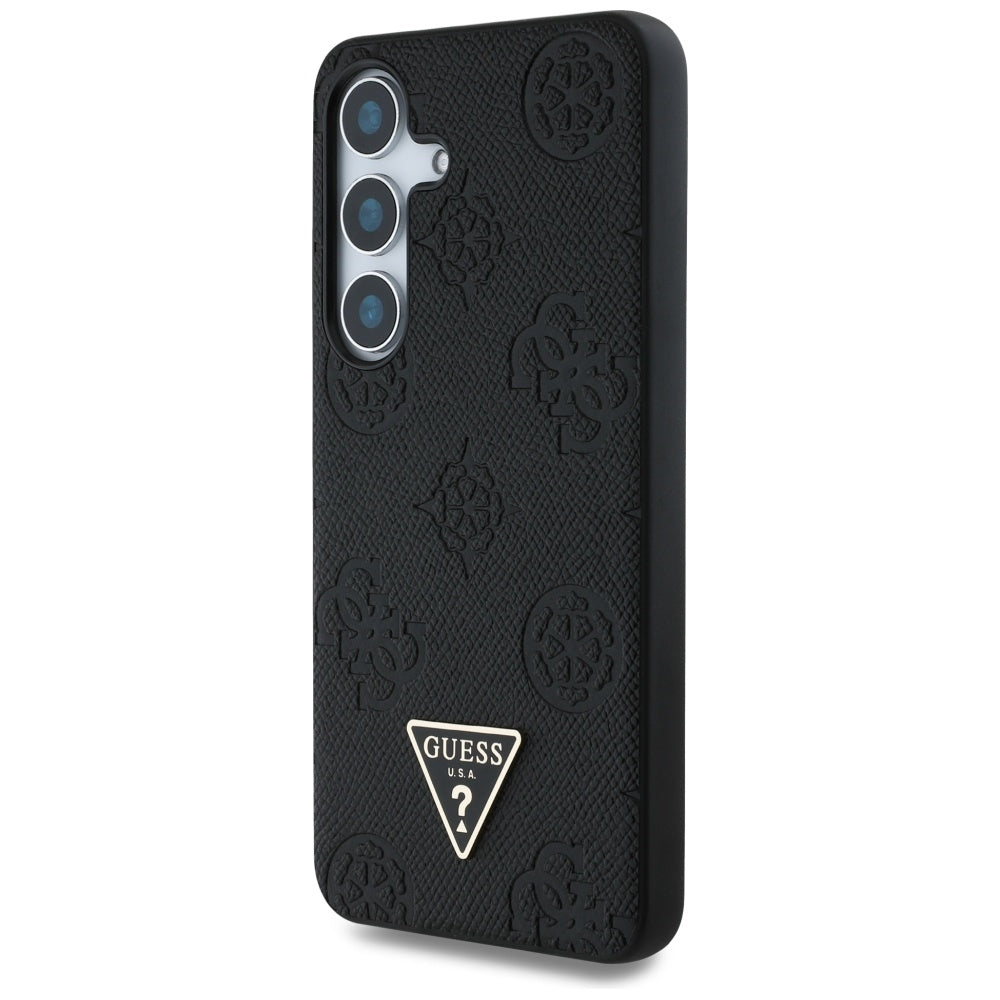 Futrola MagSafe za Samsung Galaxy S25 S931, Guess, Peony Grained Hot Stamp Triangle, Crna