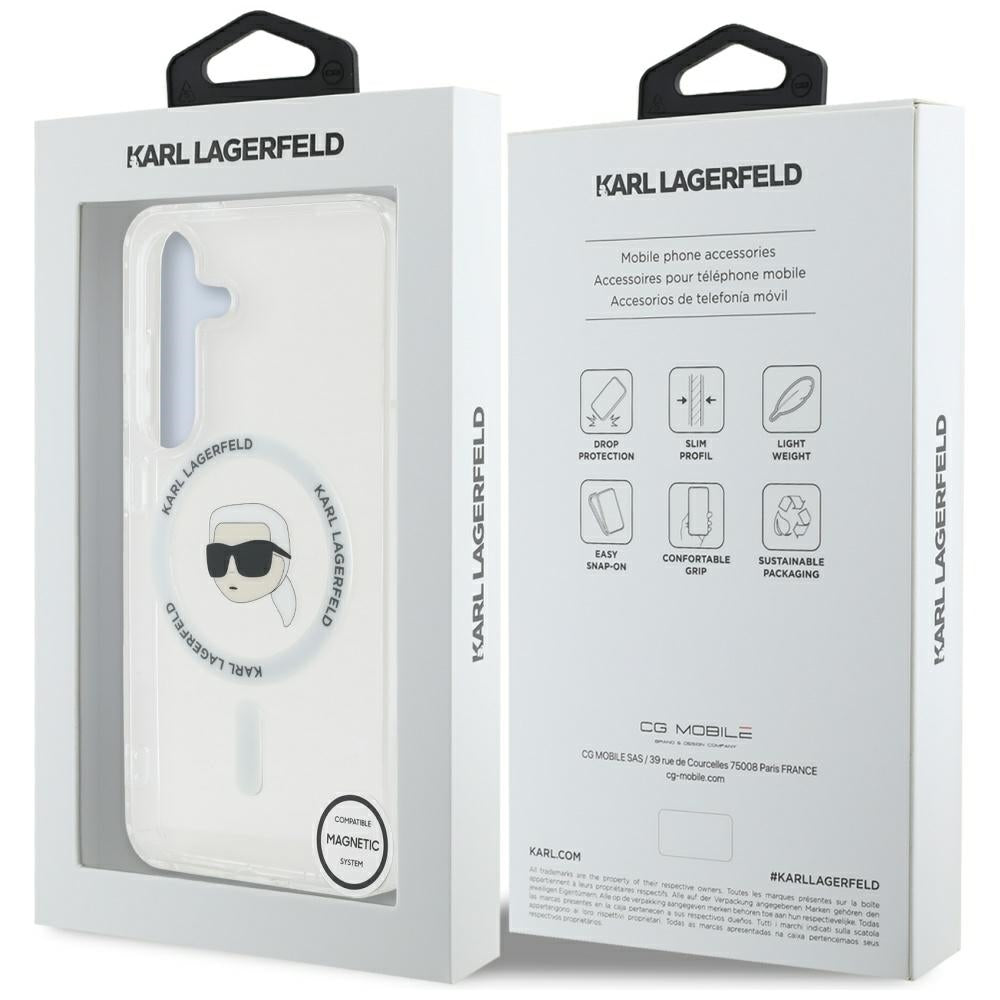 Futrola MagSafe za Samsung Galaxy S25 S931, Karl Lagerfeld, IML Karl's Head, Bijela