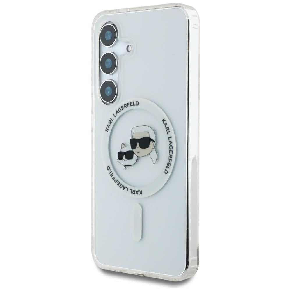 Futrola MagSafe za Samsung Galaxy S25 S931, Karl Lagerfeld, IML Metal Karl & Choupette's Heads, Bijela
