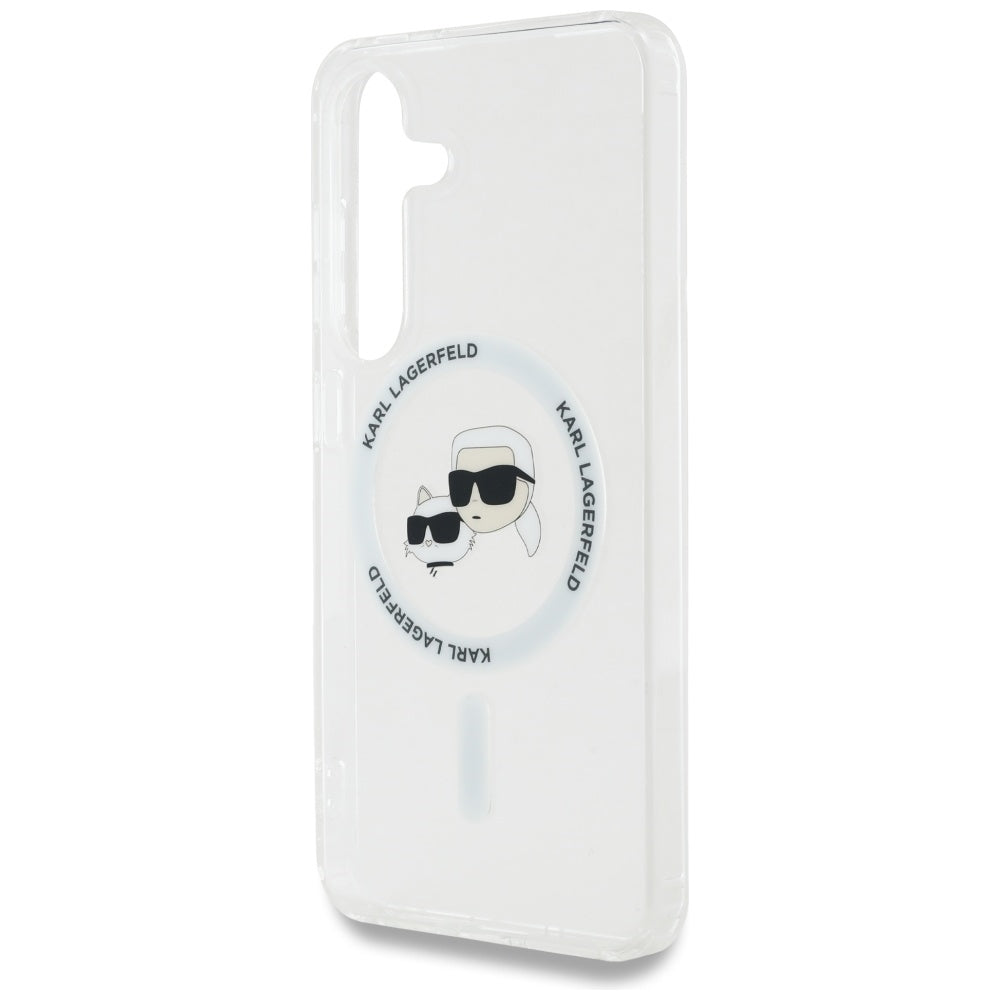 Futrola MagSafe za Samsung Galaxy S25 S931, Karl Lagerfeld, IML Metal Karl & Choupette's Heads, Bijela