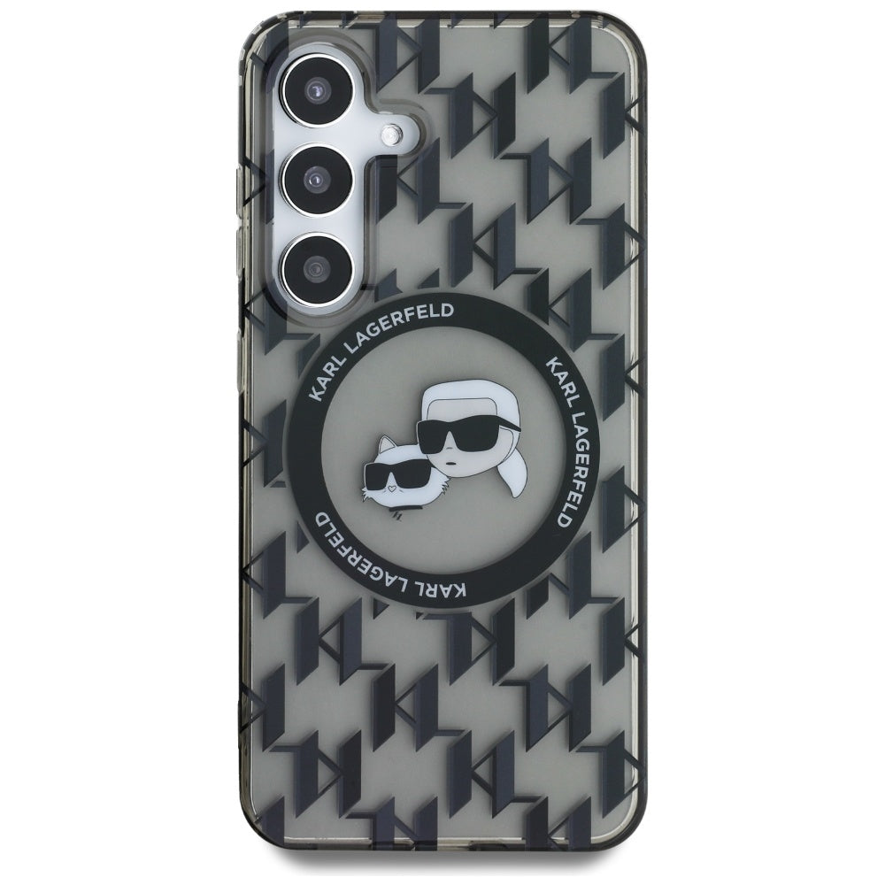 Futrola MagSafe za Samsung Galaxy S25 S931, Karl Lagerfeld, IML Monogram Karl & Choupette's Heads, Crna