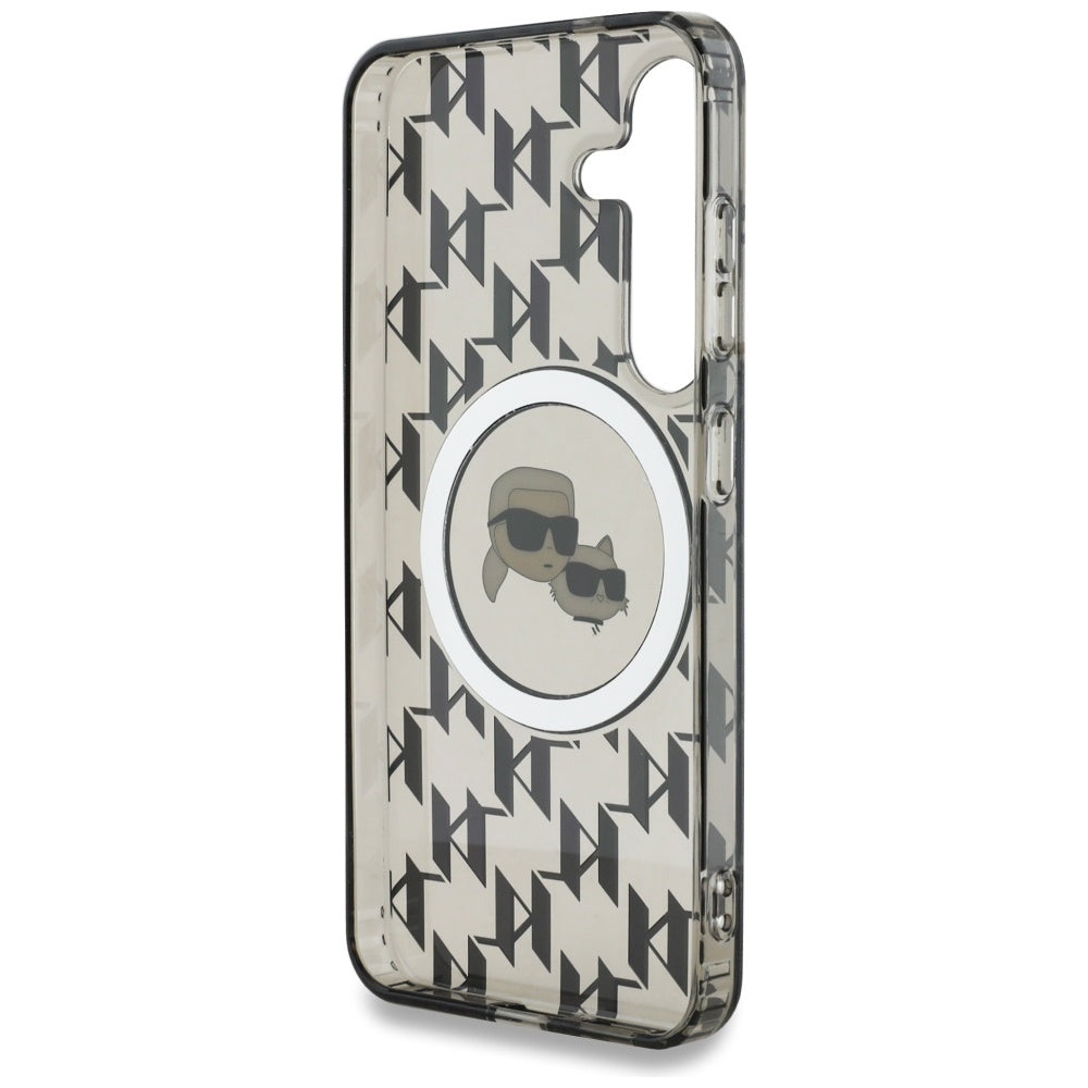 Futrola MagSafe za Samsung Galaxy S25 S931, Karl Lagerfeld, IML Monogram Karl & Choupette's Heads, Crna