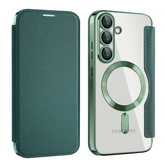 MagSafe futrola za Samsung Galaxy S25 S931, Techsuit, SmartMag Book, Zelena