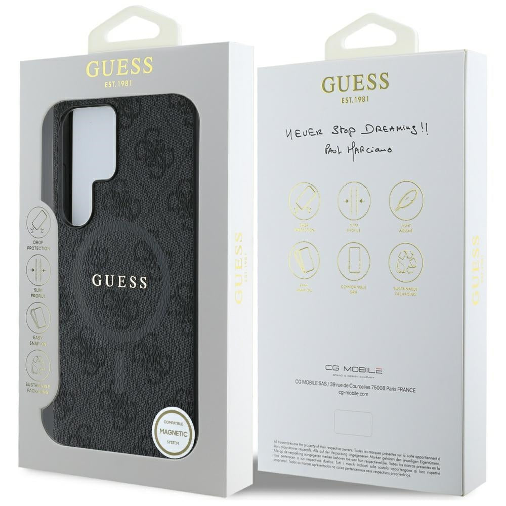 MagSafe futrola za Samsung Galaxy S25 Ultra S938, Guess, 4G Ring Classic Logo, Crna