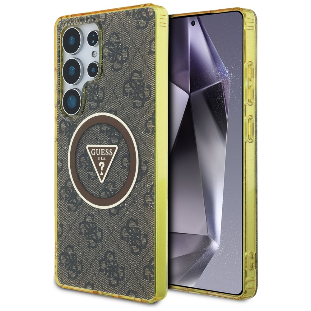 Futrola MagSafe za Samsung Galaxy S25 Ultra S938, Guess, IML Glitter 4G Circle Triangle, Smeđa