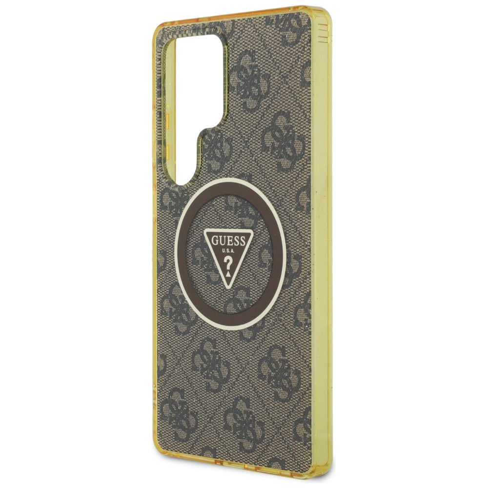 Futrola MagSafe za Samsung Galaxy S25 Ultra S938, Guess, IML Glitter 4G Circle Triangle, Smeđa