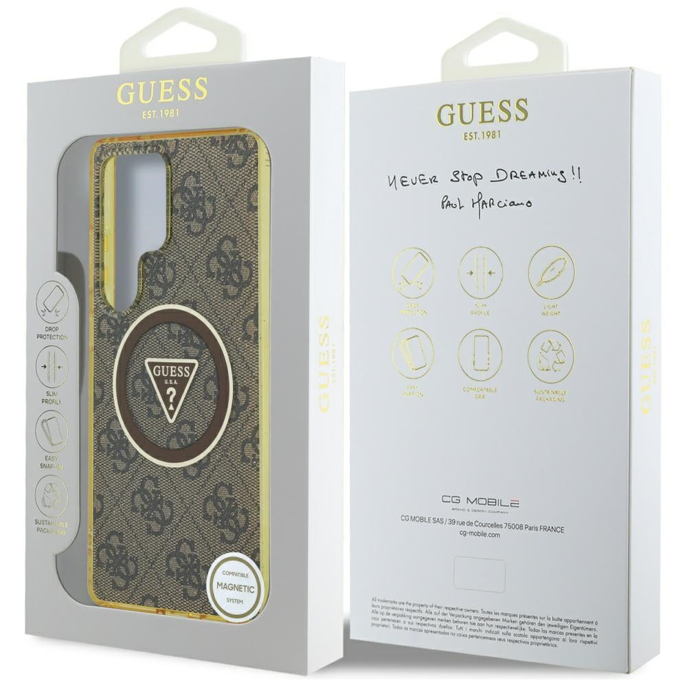 Futrola MagSafe za Samsung Galaxy S25 Ultra S938, Guess, IML Glitter 4G Circle Triangle, Smeđa