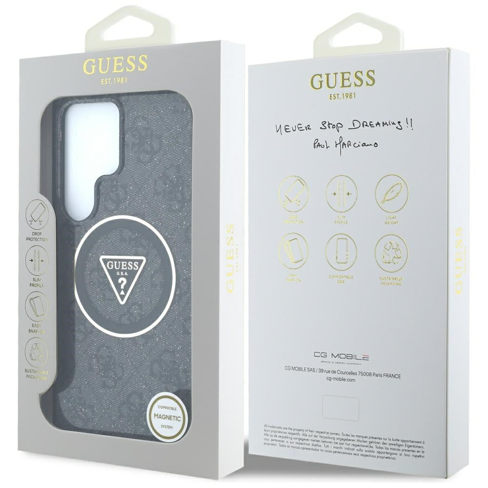 MagSafe futrola za Samsung Galaxy S25 Ultra S938, Guess, IML Glitter 4G Circle Triangle, Crna