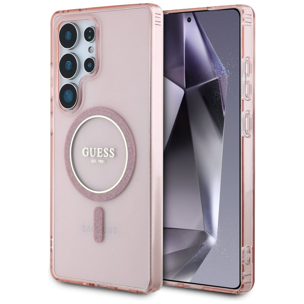 Futrola MagSafe za Samsung Galaxy S25 Ultra S938, Guess, IML Glitter Circle, Roza