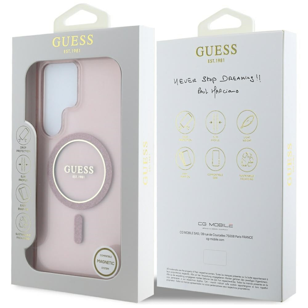 Futrola MagSafe za Samsung Galaxy S25 Ultra S938, Guess, IML Glitter Circle, Roza