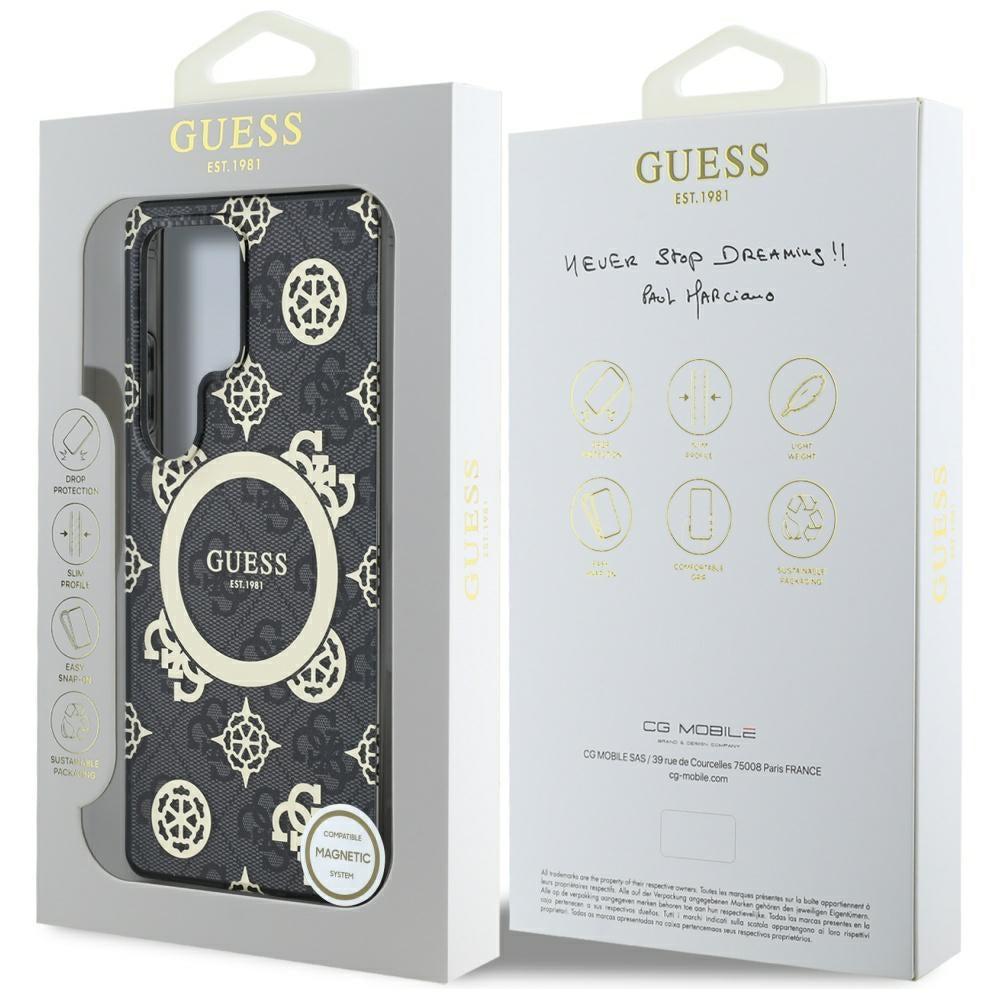 Futrola MagSafe za Samsung Galaxy S25 Ultra S938, Guess, IML Peony On 4G Background, Crna