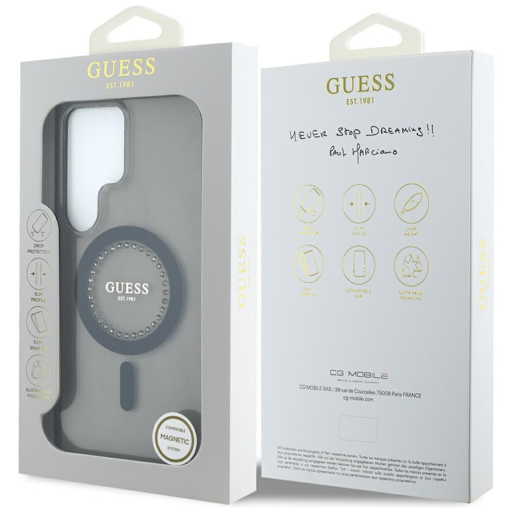 MagSafe futrola za Samsung Galaxy S25 Ultra S938, Guess, IML Rhinestone, Crna