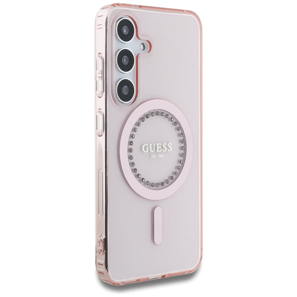 MagSafe futrola za Samsung Galaxy S25 S931, Guess, IML Rhinestone, Roza