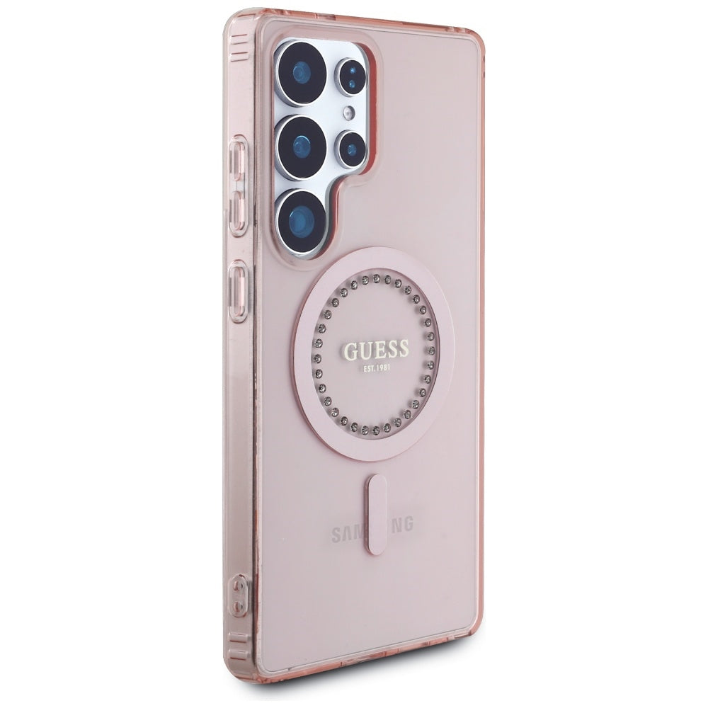 Futrola MagSafe za Samsung Galaxy S25 Ultra S938, Guess, IML Rhinestone, Roza