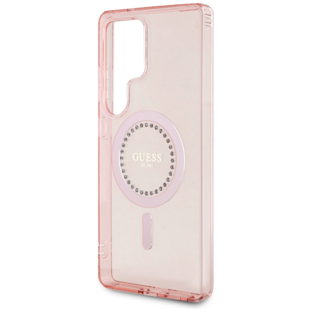 Futrola MagSafe za Samsung Galaxy S25 Ultra S938, Guess, IML Rhinestone, Roza