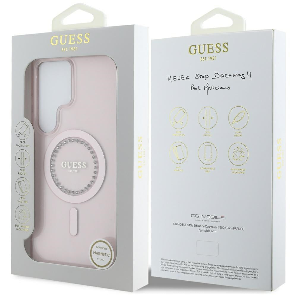 Futrola MagSafe za Samsung Galaxy S25 Ultra S938, Guess, IML Rhinestone, Roza