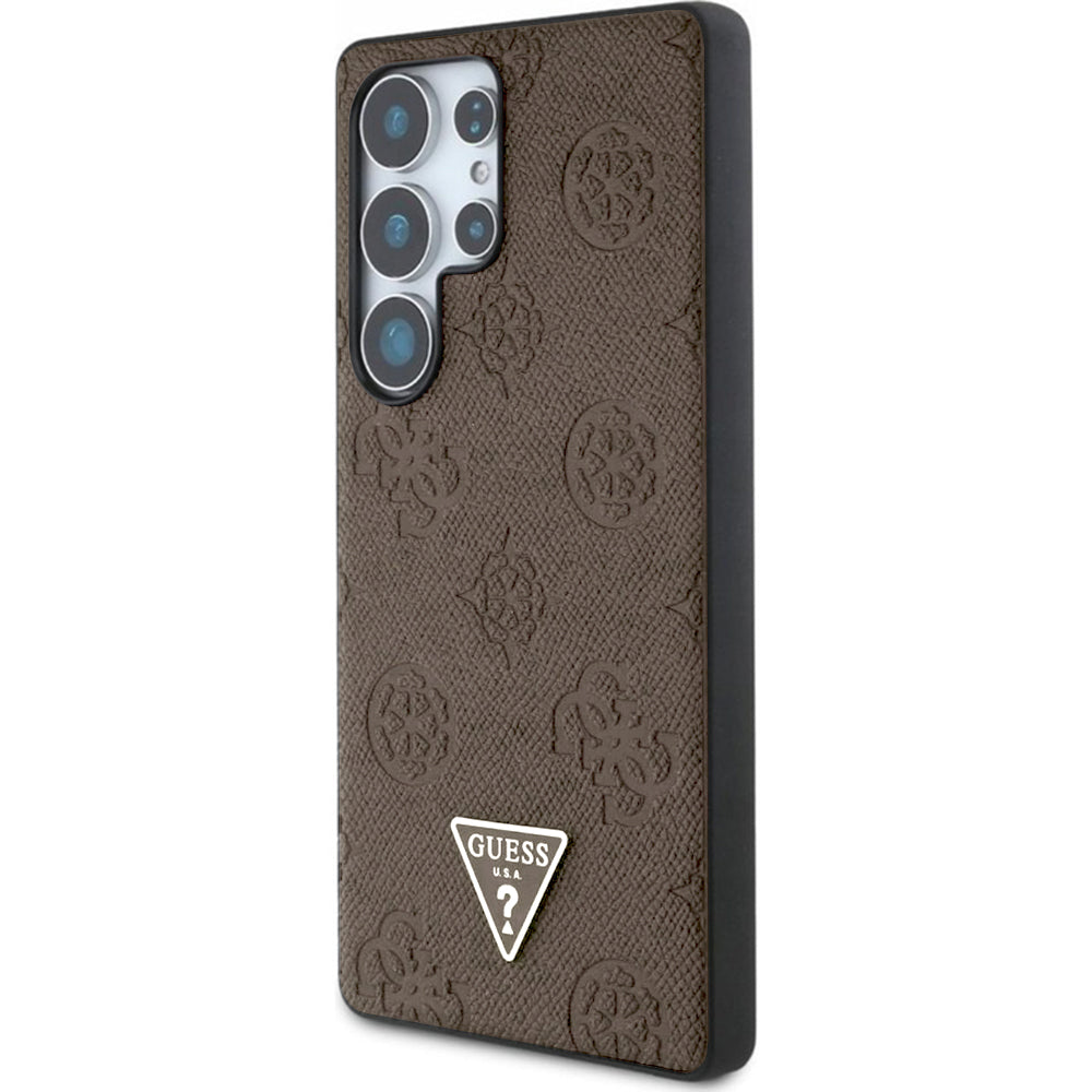 MagSafe futrola za Samsung Galaxy S25 Ultra S938, Guess, Peony Grained Hot Stamp Triangle, smeđa