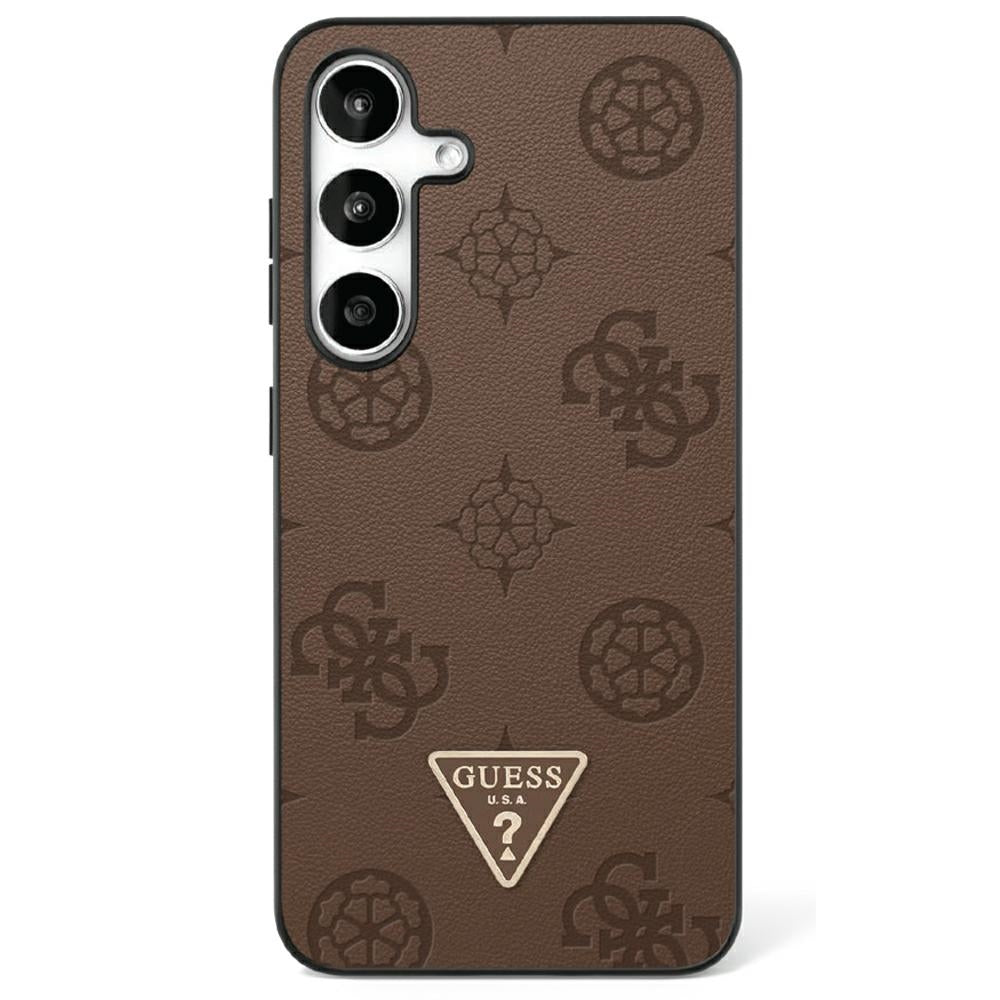 MagSafe futrola za Samsung Galaxy S25 Ultra S938, Guess, Peony Grained Hot Stamp Triangle, smeđa