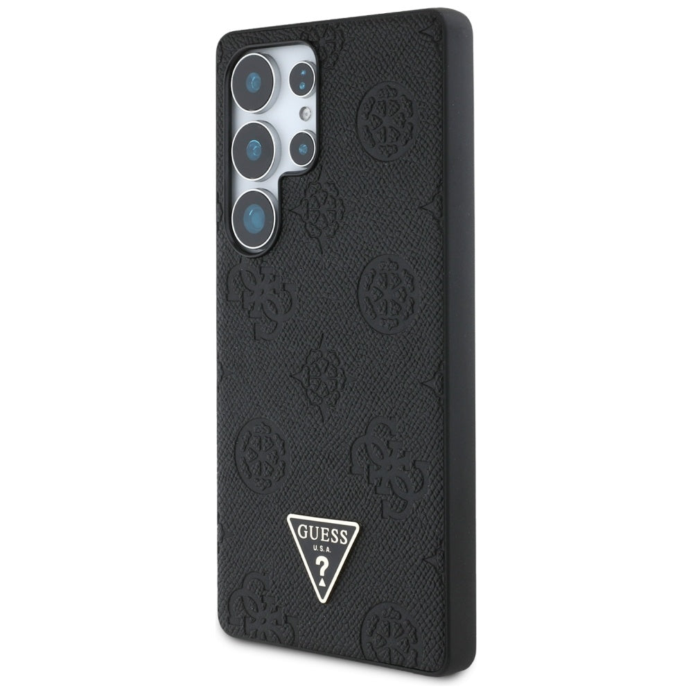 MagSafe futrola za Samsung Galaxy S25 Ultra S938, Guess, Peony Grained Hot Stamp Triangle, Crna
