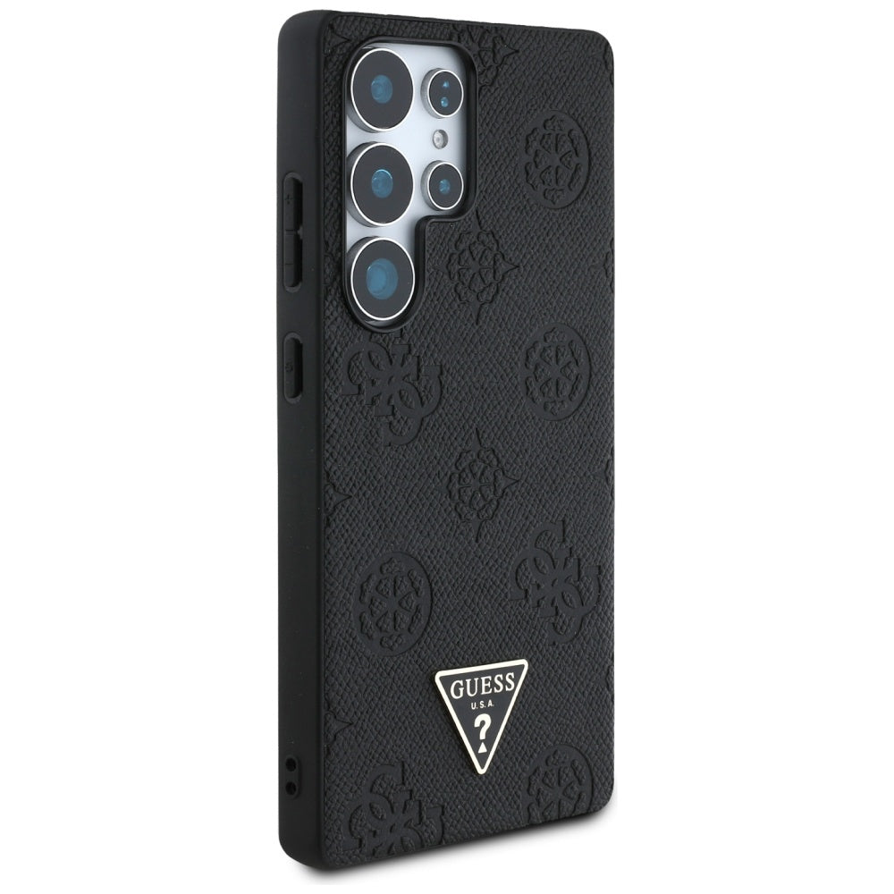 MagSafe futrola za Samsung Galaxy S25 Ultra S938, Guess, Peony Grained Hot Stamp Triangle, Crna