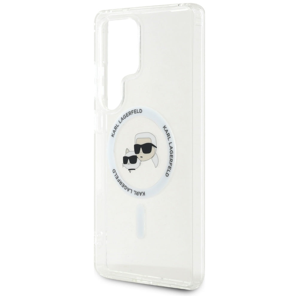 Futrola MagSafe za Samsung Galaxy S25 Ultra S938, Karl Lagerfeld, IML Metal Karl & Choupette's Heads, Bijela