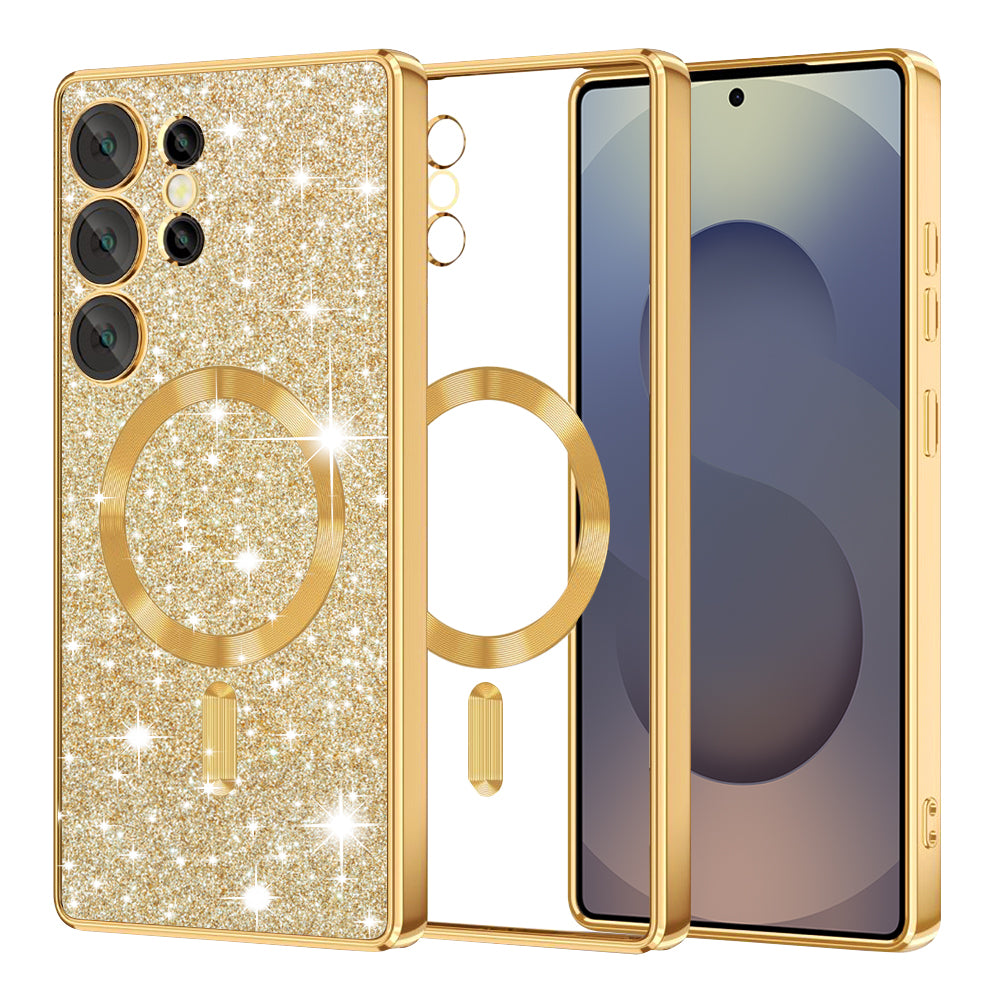 MagSafe maska za Samsung Galaxy S25 Ultra S938, Techsuit, Luxury Glitter, Zlatna