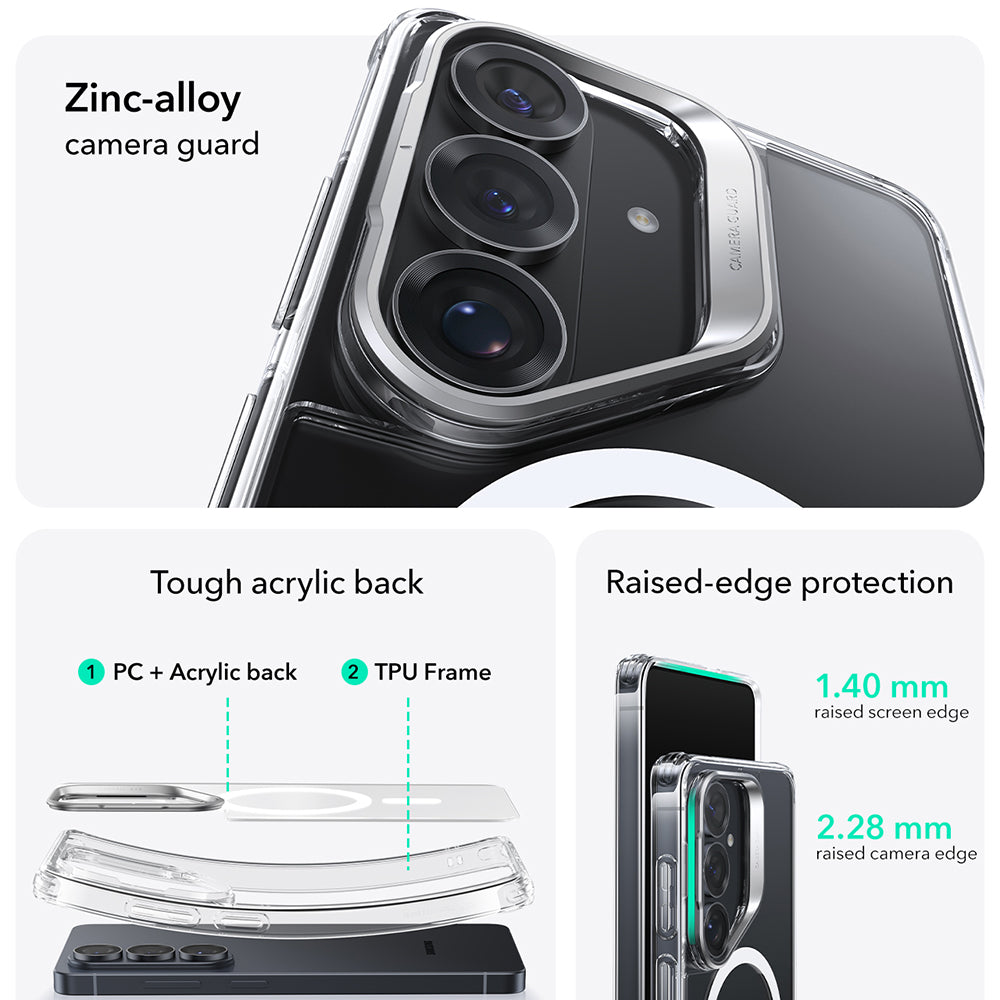 Futrola MagSafe za Samsung Galaxy S26 S942, ESR, Classic Hybrid Kickstand, Prozirna