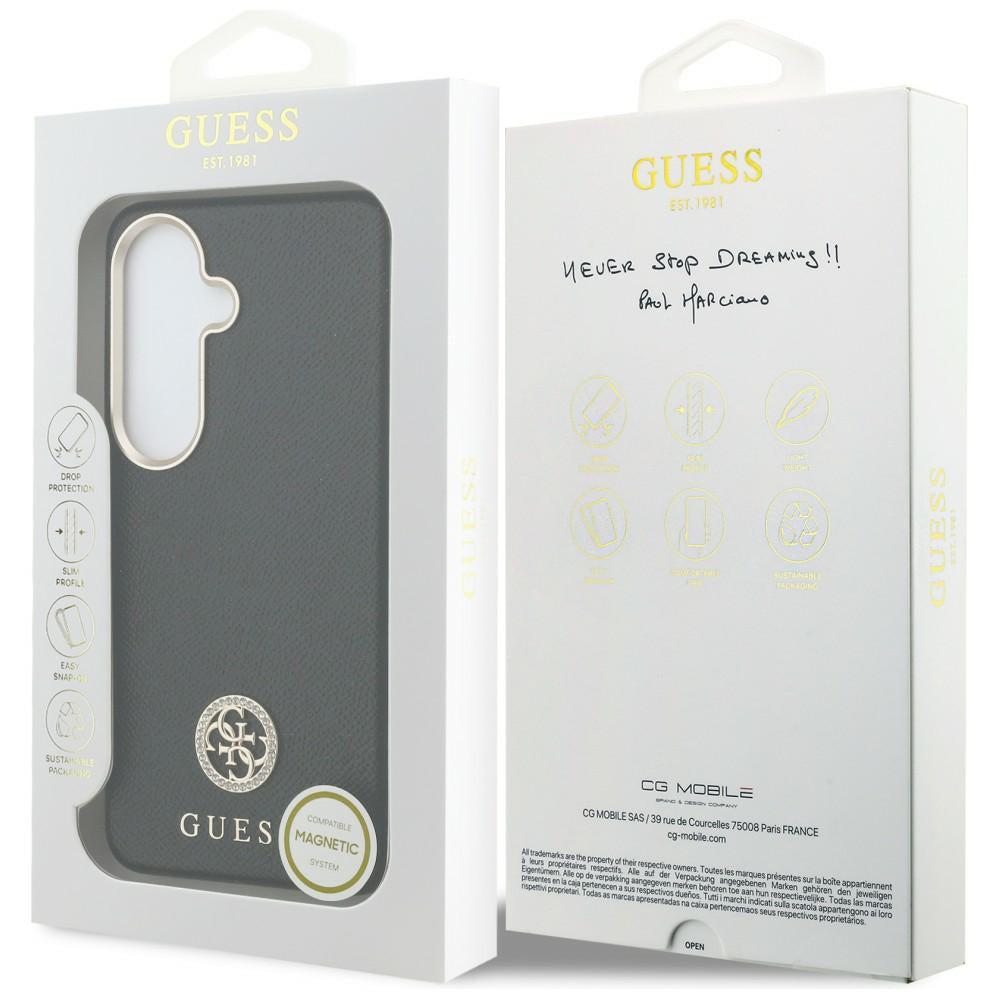Futrola MagSafe za Samsung Galaxy S26 Plus S947, Guess, Rhinestone Round Logo, Crna