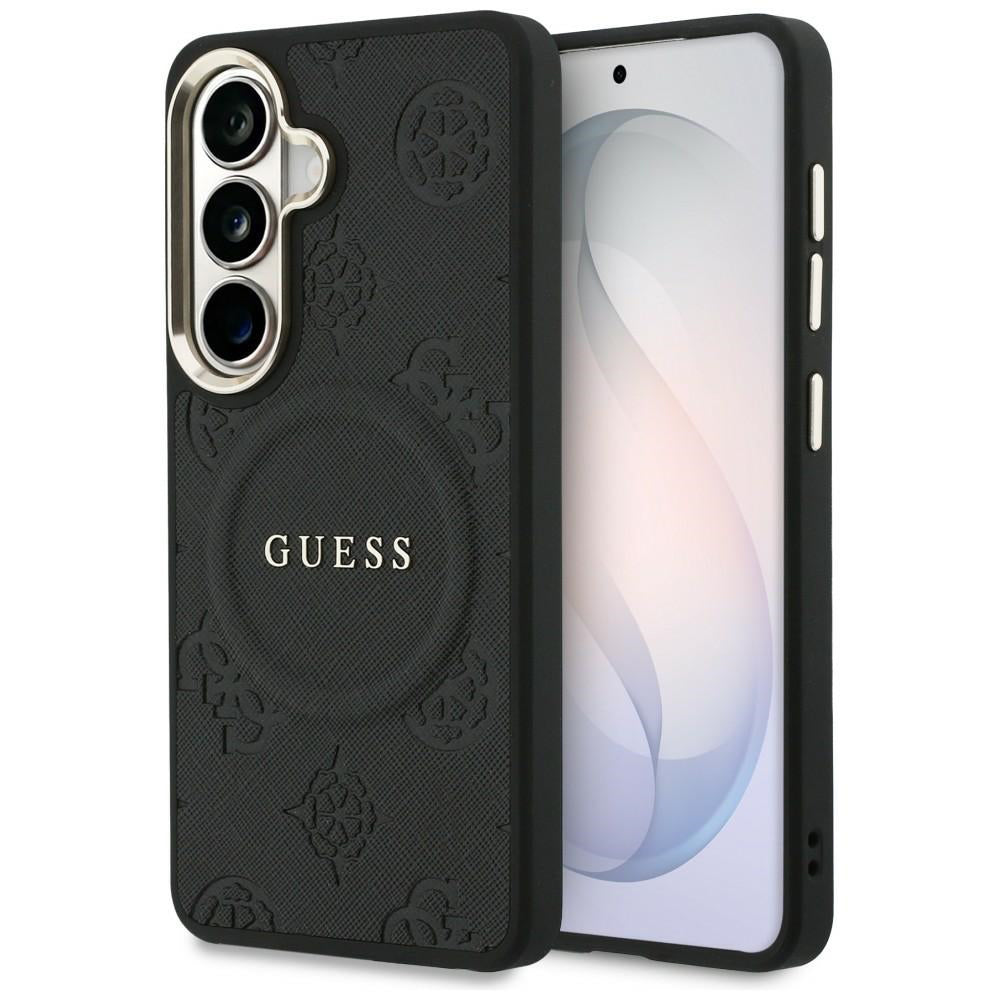 Futrola MagSafe za Samsung Galaxy S26 Plus S947, GUESS, Saffiano Peony Embossed Ring, Crna