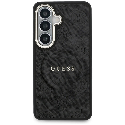 Futrola MagSafe za Samsung Galaxy S26 Plus S947, GUESS, Saffiano Peony Embossed Ring, Crna