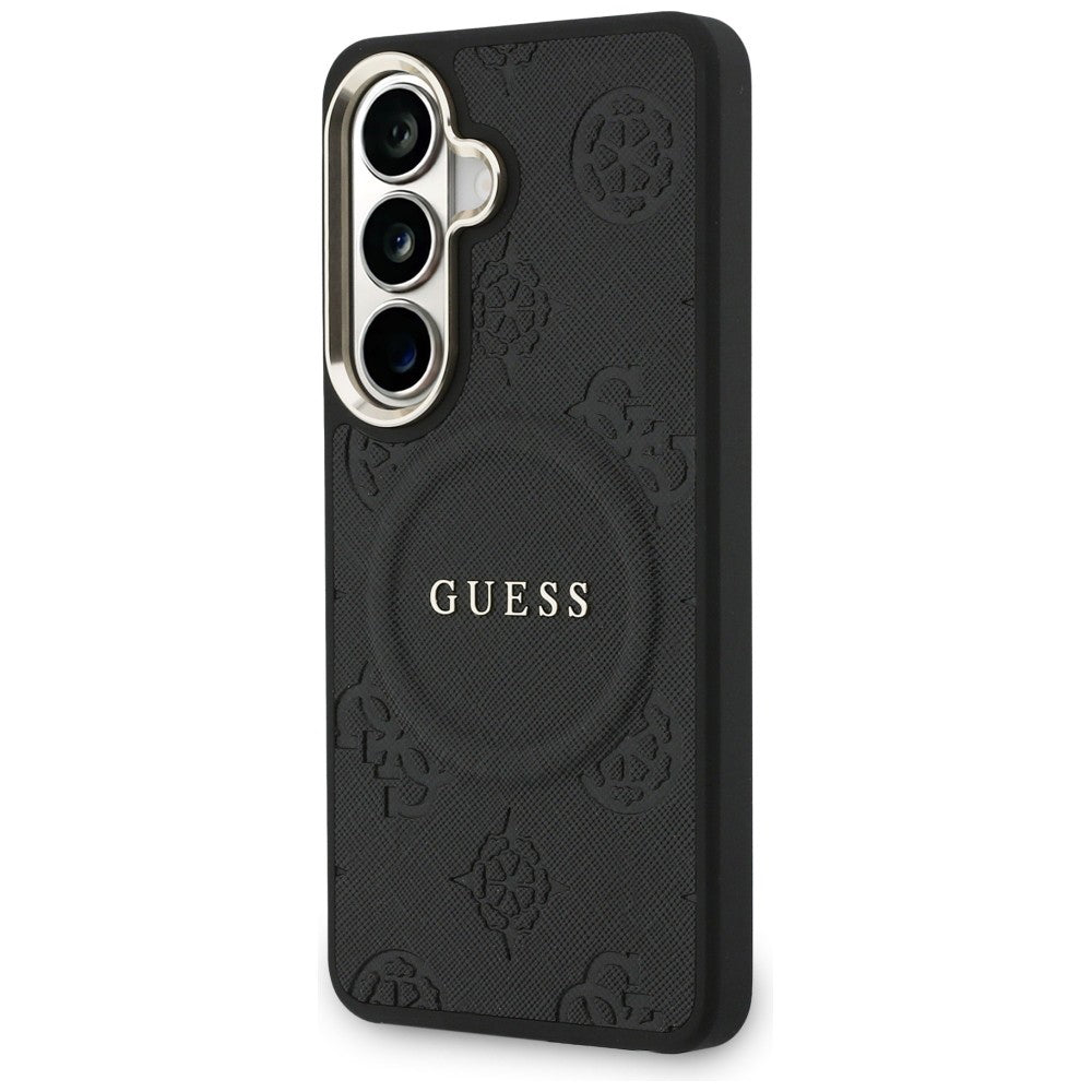 Futrola MagSafe za Samsung Galaxy S26 Plus S947, GUESS, Saffiano Peony Embossed Ring, Crna