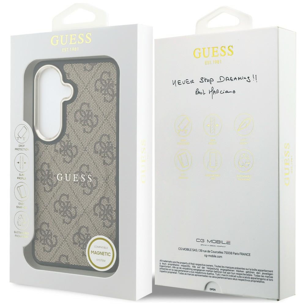 MagSafe futrola za Samsung Galaxy S26 S942, Guess, 4G Embossed Ring, smeđa