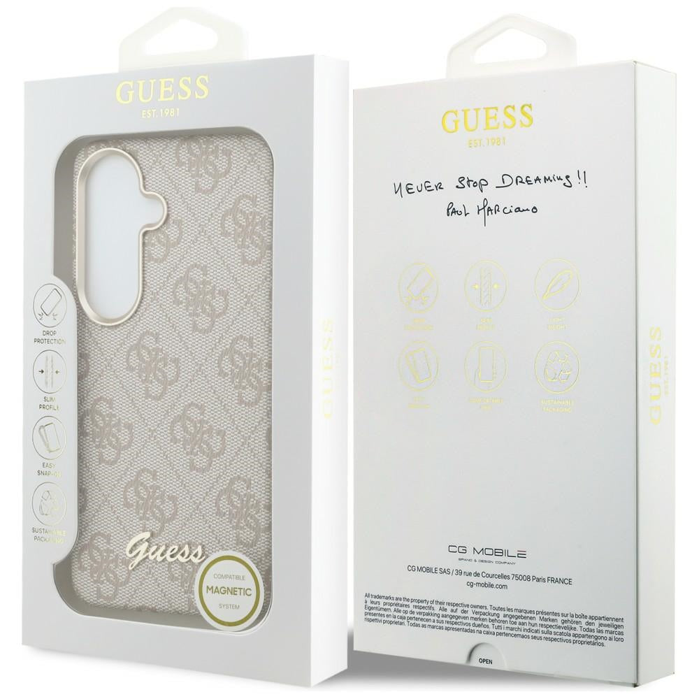 MagSafe torbica za Samsung Galaxy S26 S942, Guess, 4G Script Logo, Roza