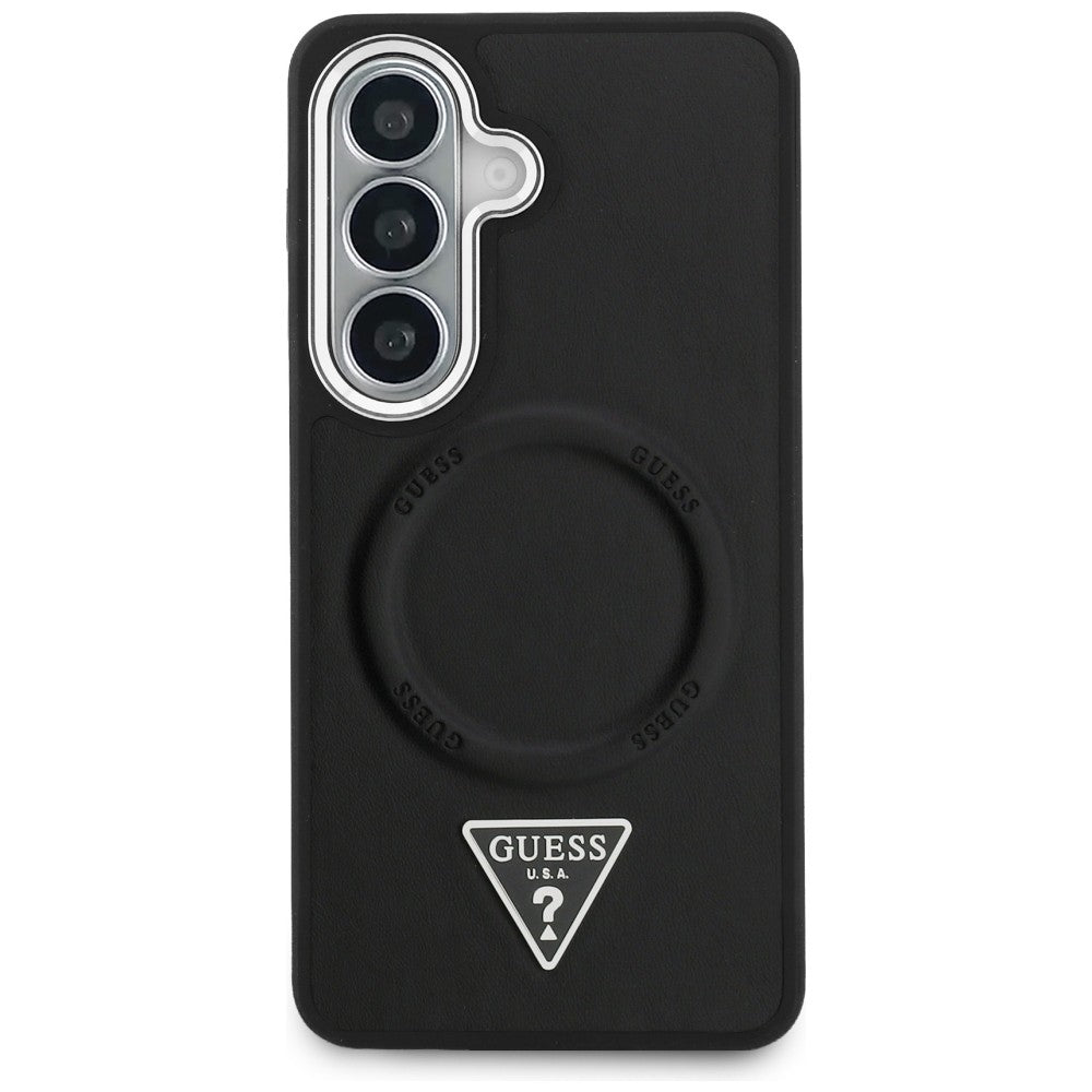 MagSafe futrola za Samsung Galaxy S26 S942, Guess, Embossed Ring Triangle Logo, Crna